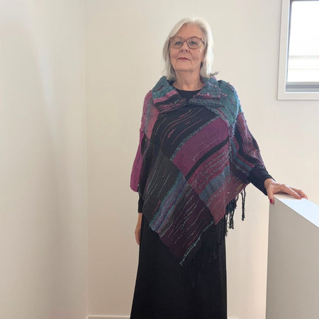 Handwoven Poncho - Art To Wear Original - Unique Gift - Travel Accessory