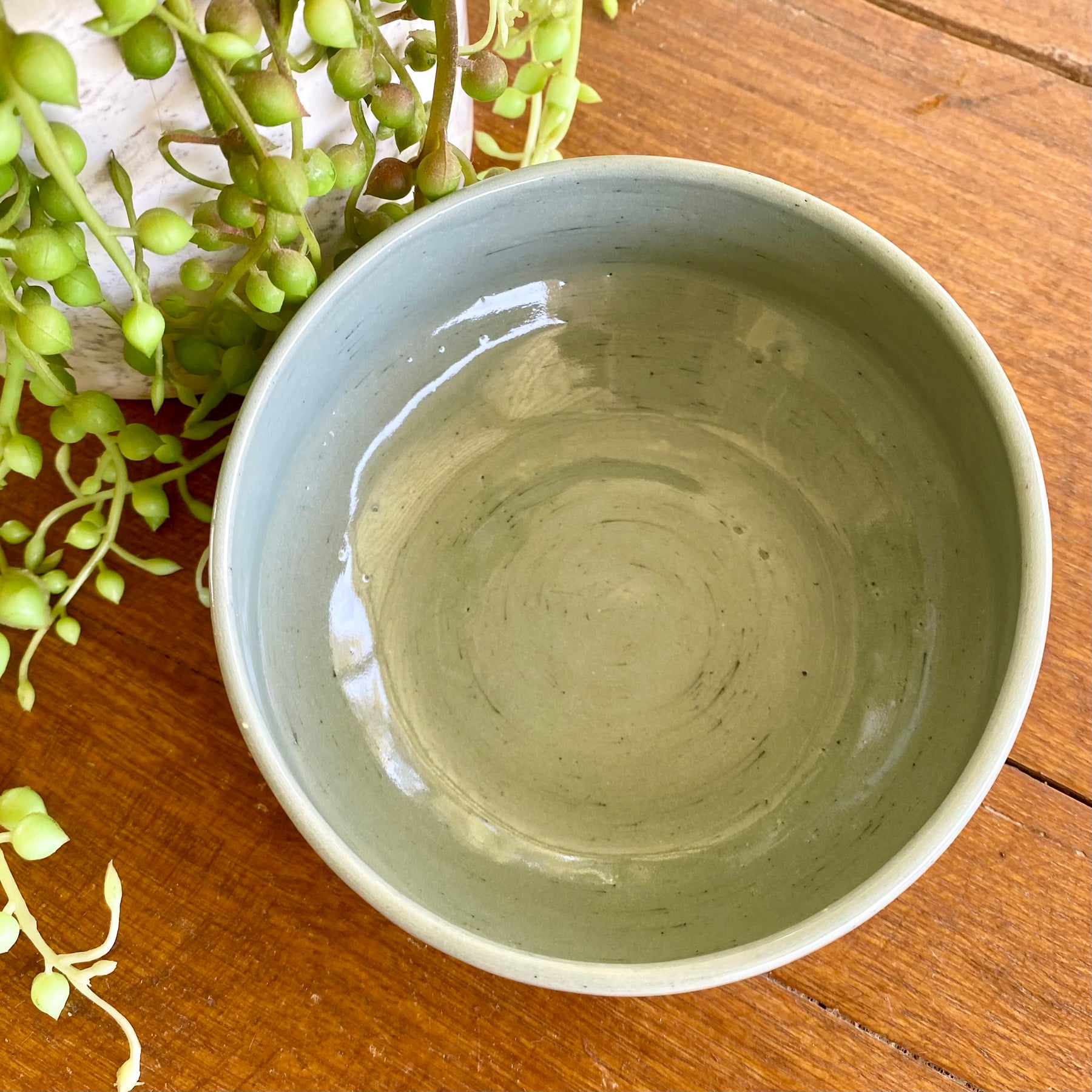 Ceramic Granola Bowl|Marbled Blue & White|Handmade Pottery