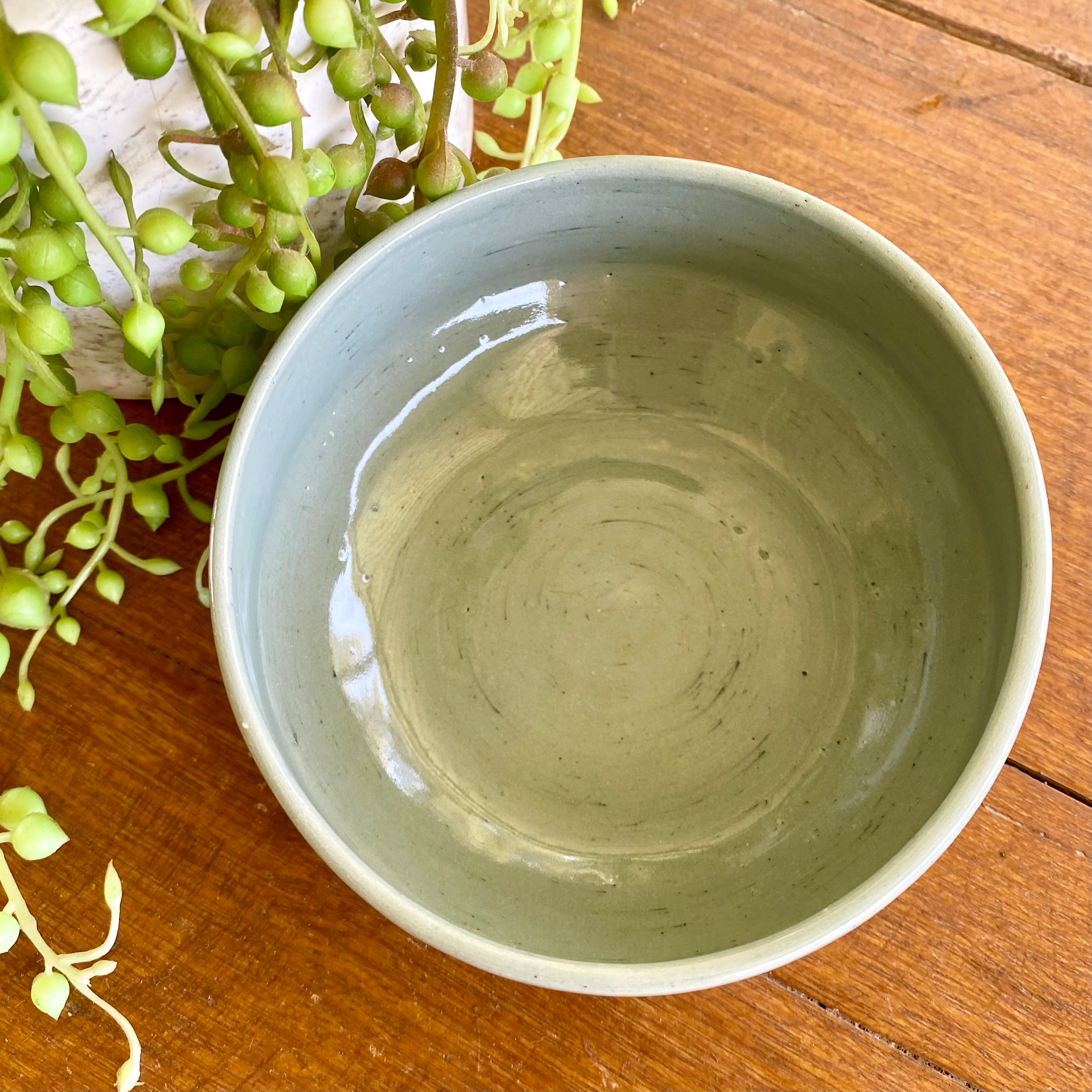 Ceramic Granola Bowl|Marbled Blue & White|Handmade Pottery