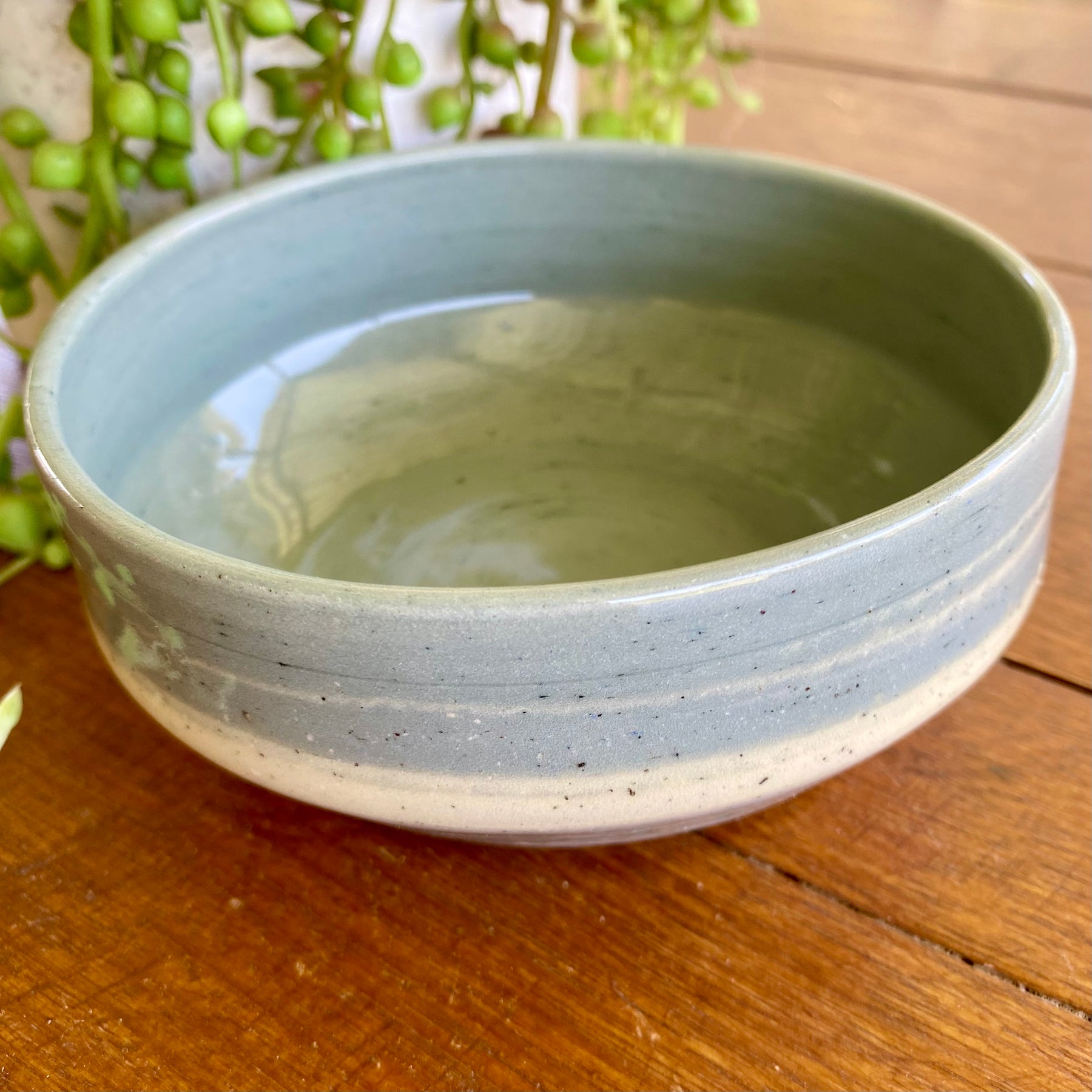Ceramic Granola Bowl|Marbled Blue & White|Handmade Pottery