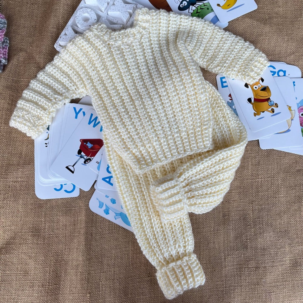 Handmade crochet | baby pants | cream | Flexible fit