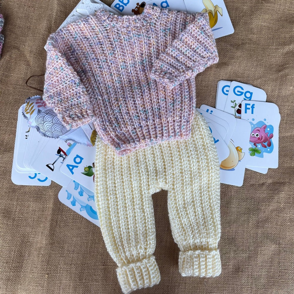 Handmade crochet | baby pants | cream | Flexible fit