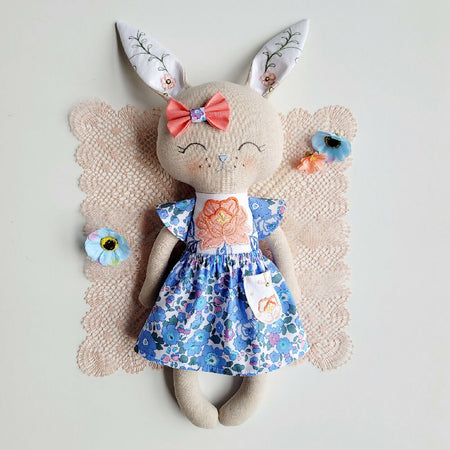 Ruby Rabbit - Vintage Peach and Blue