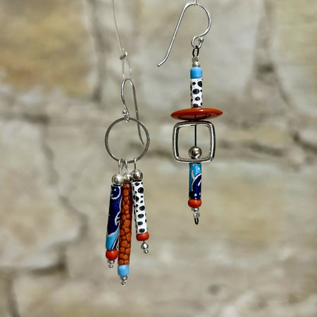 Colourful Asymmetrical Paper earrings - L 5.5cm