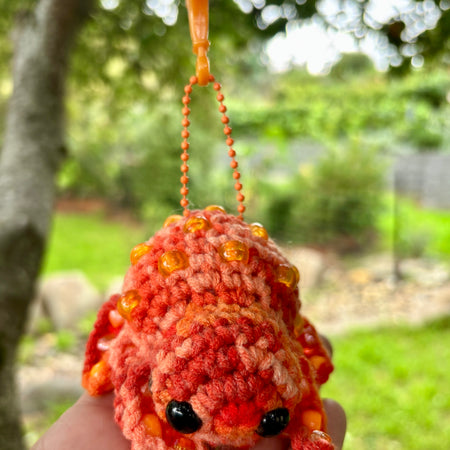 Spider Beaded Fidget Crochet Toy Orange Keychain Bag Tag
