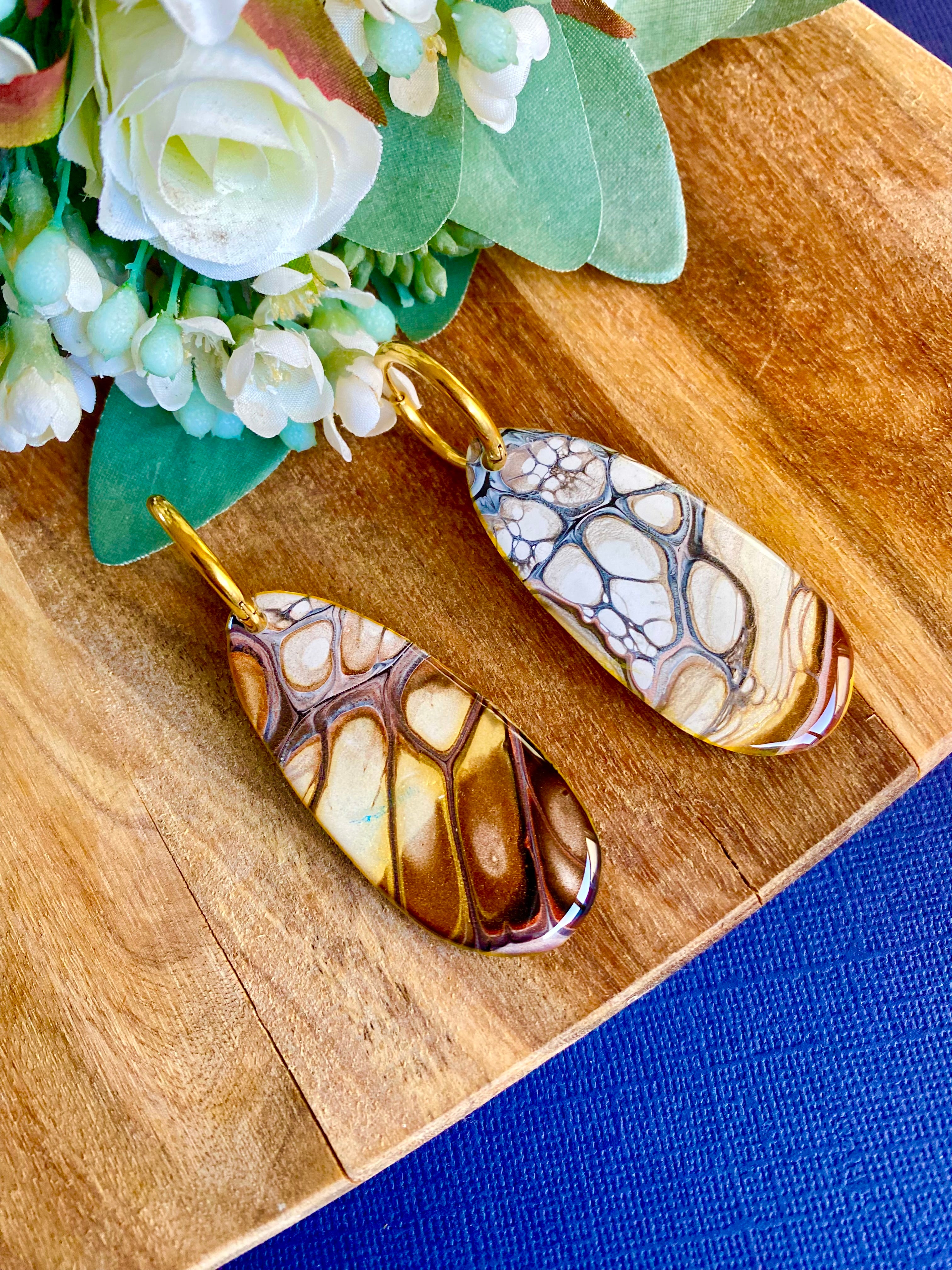 Chocolate Copper and Gold Hoop Earrings