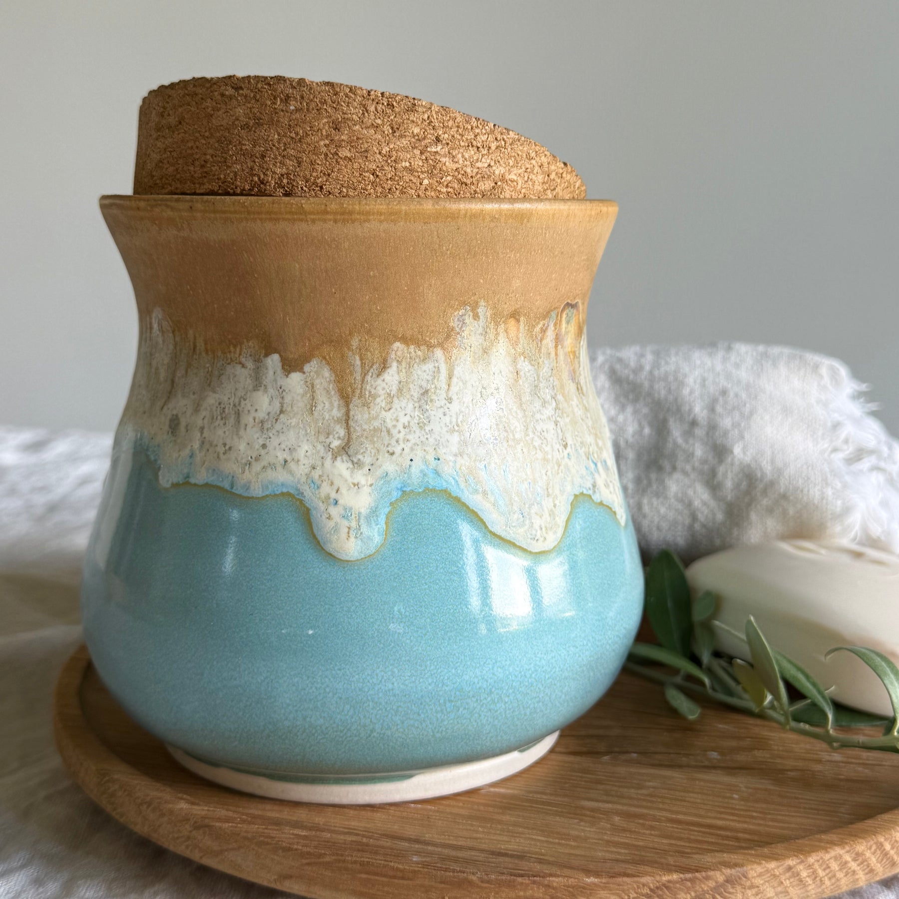 Dune | Handmade Ceramic Lidded Jar + Cork Lid
