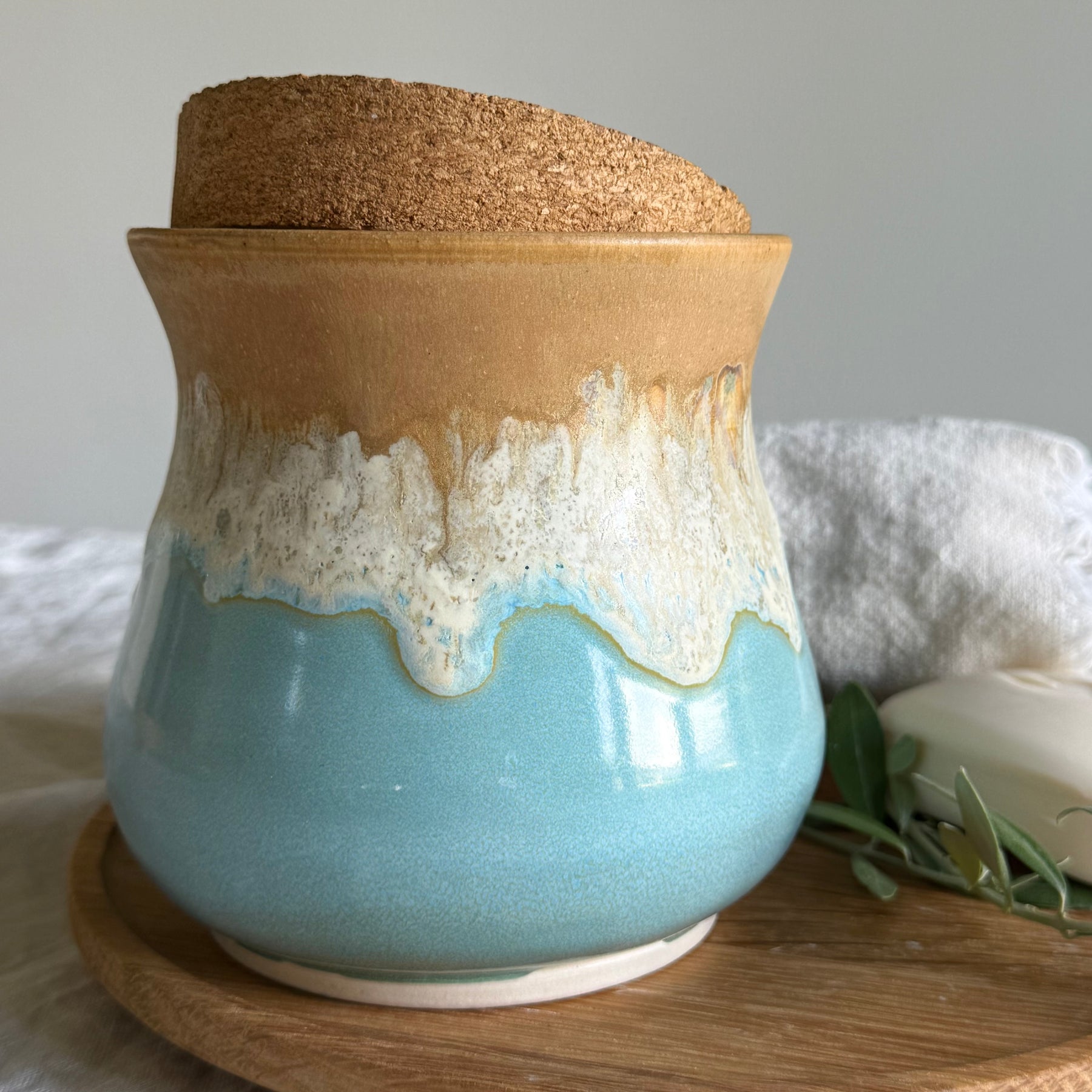 Dune | Handmade Ceramic Lidded Jar + Cork Lid