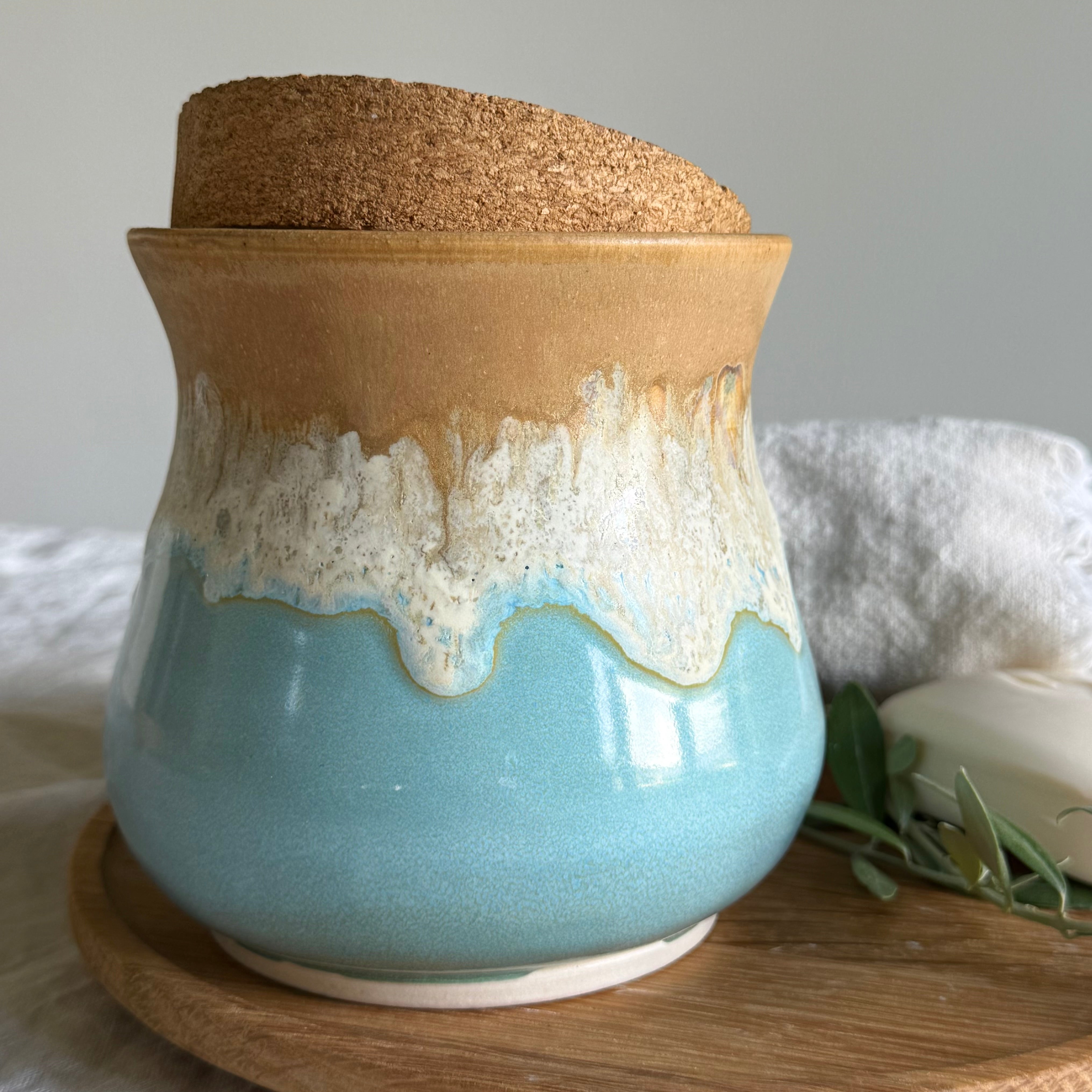 Dune | Handmade Ceramic Lidded Jar + Cork Lid