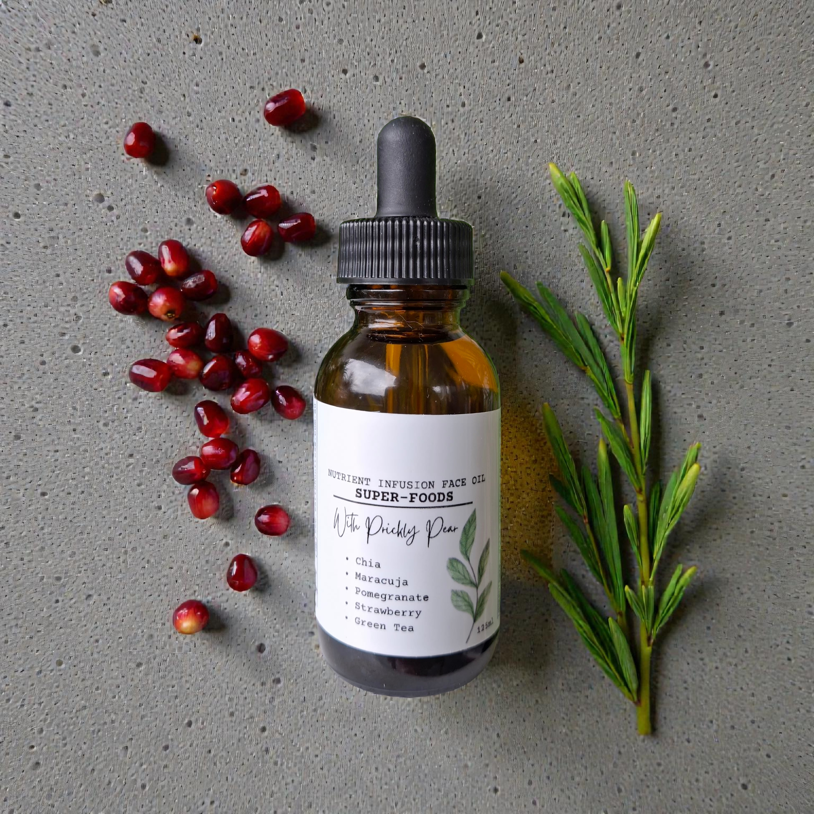 SuperFood face & neck oil. Chia, Pomegranate + Prickly Pear, Vegan