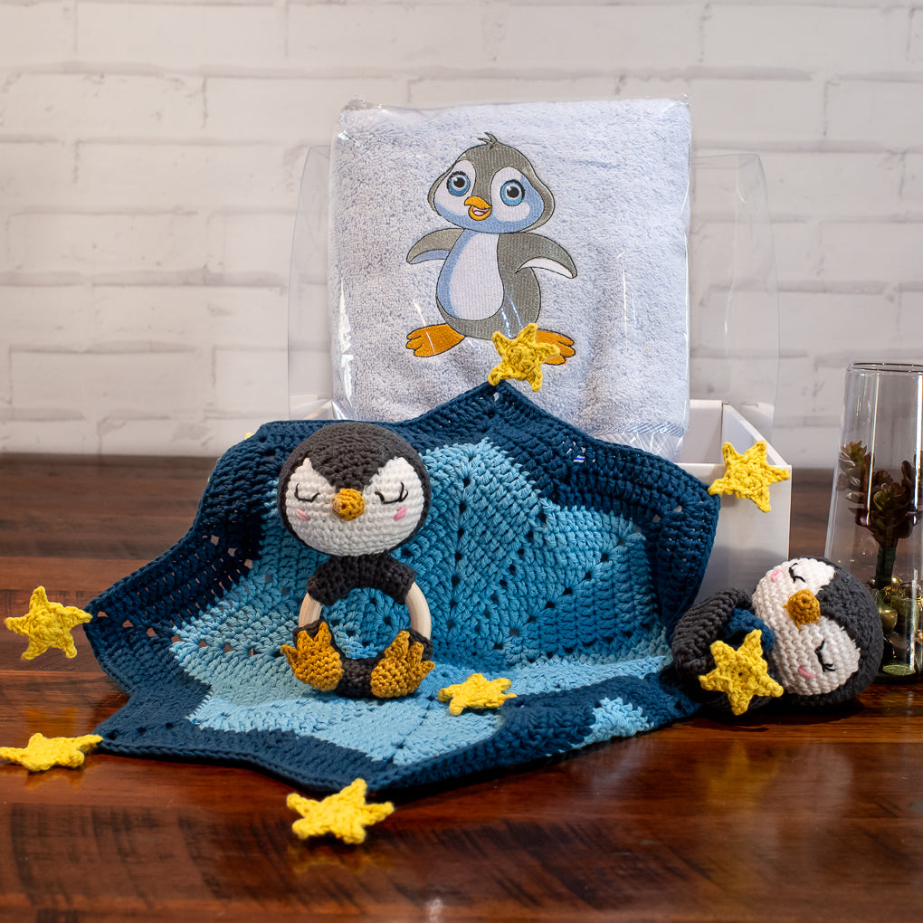 Baby Gift Sets - Lovey, Towel and Rattle - Penguin