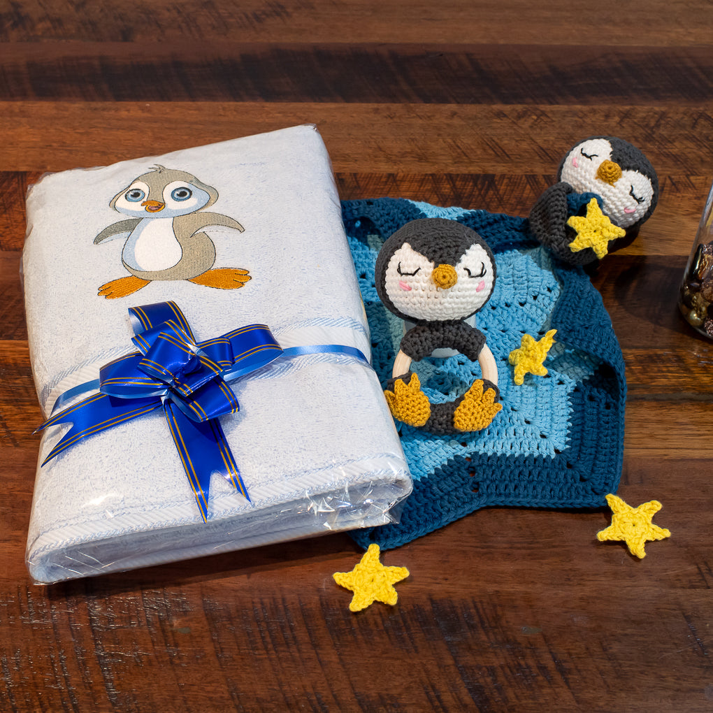 Baby Gift Sets - Lovey, Towel and Rattle - Penguin