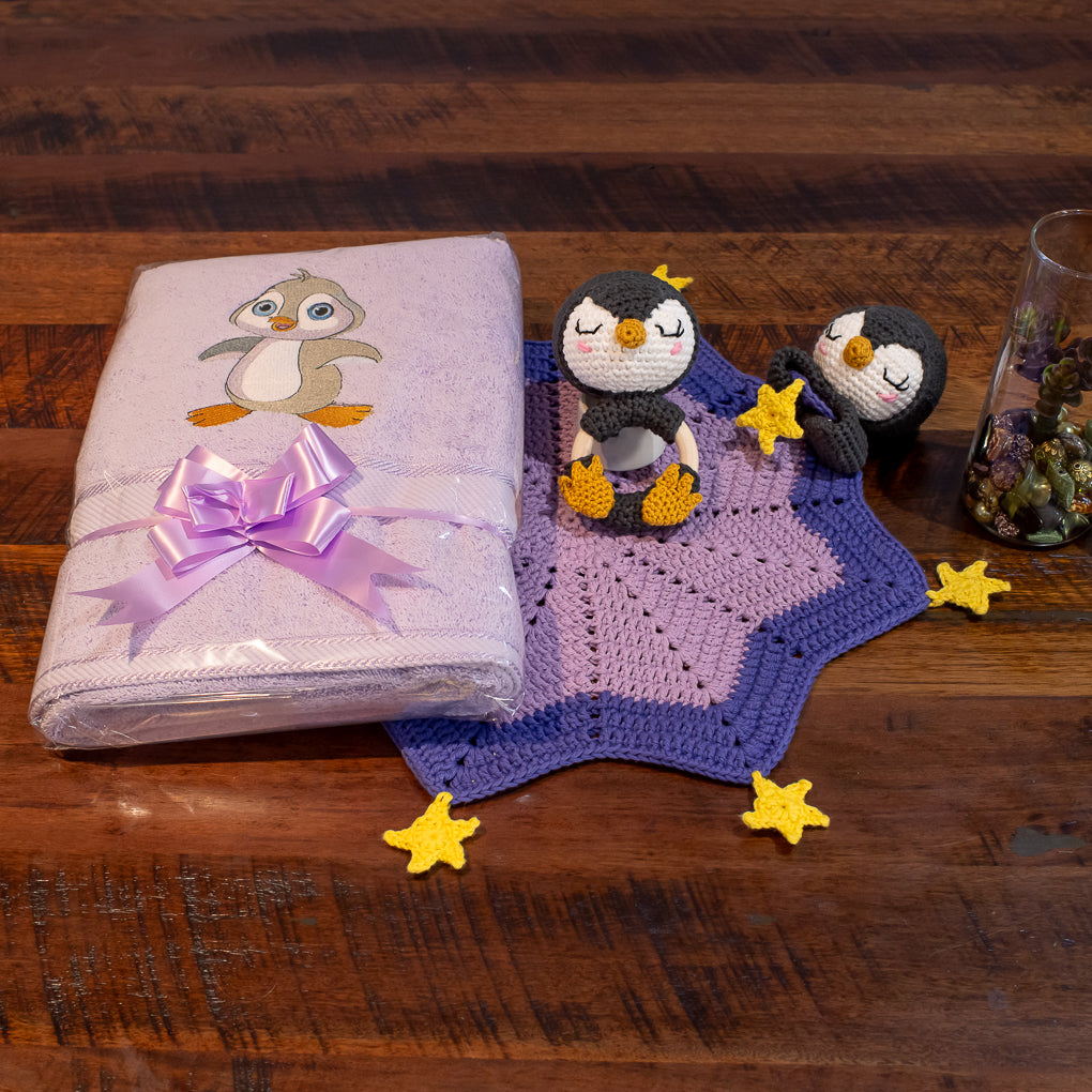 Baby Gift Sets - Lovey, Towel and Rattle - Penguin