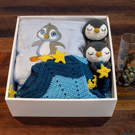 Baby Gift Sets - Lovey, Towel and Rattle - Penguin