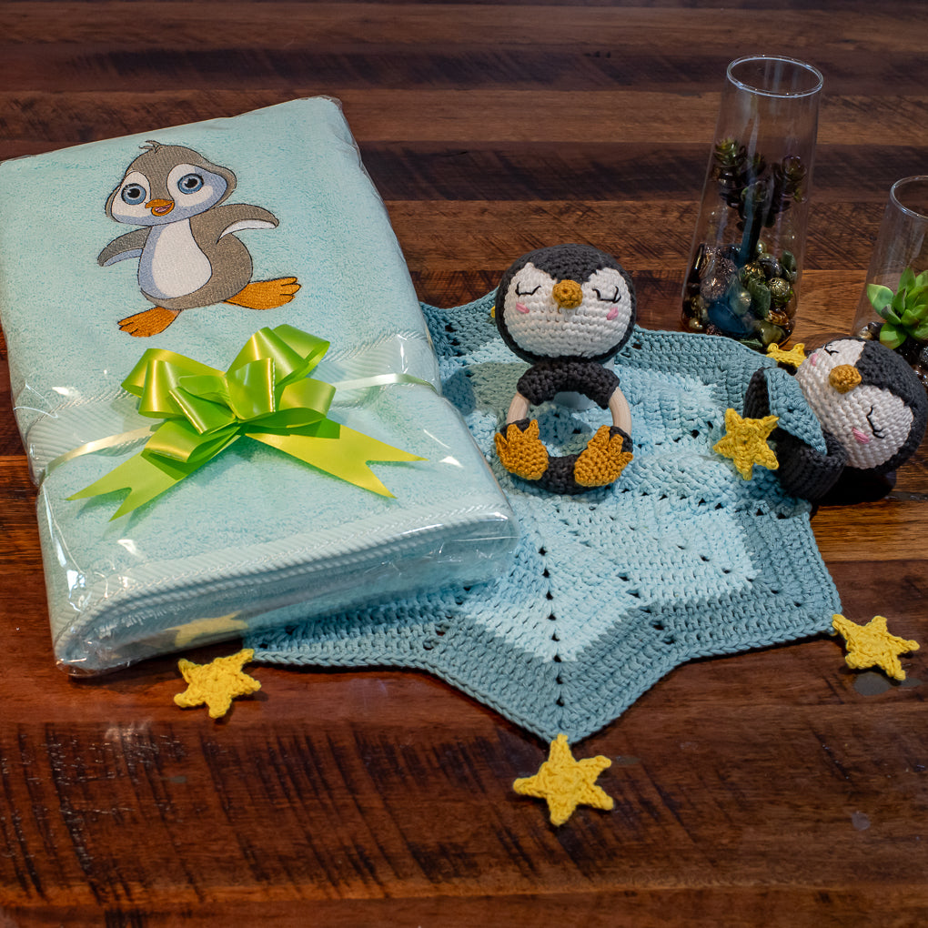 Baby Gift Sets - Lovey, Towel and Rattle - Penguin