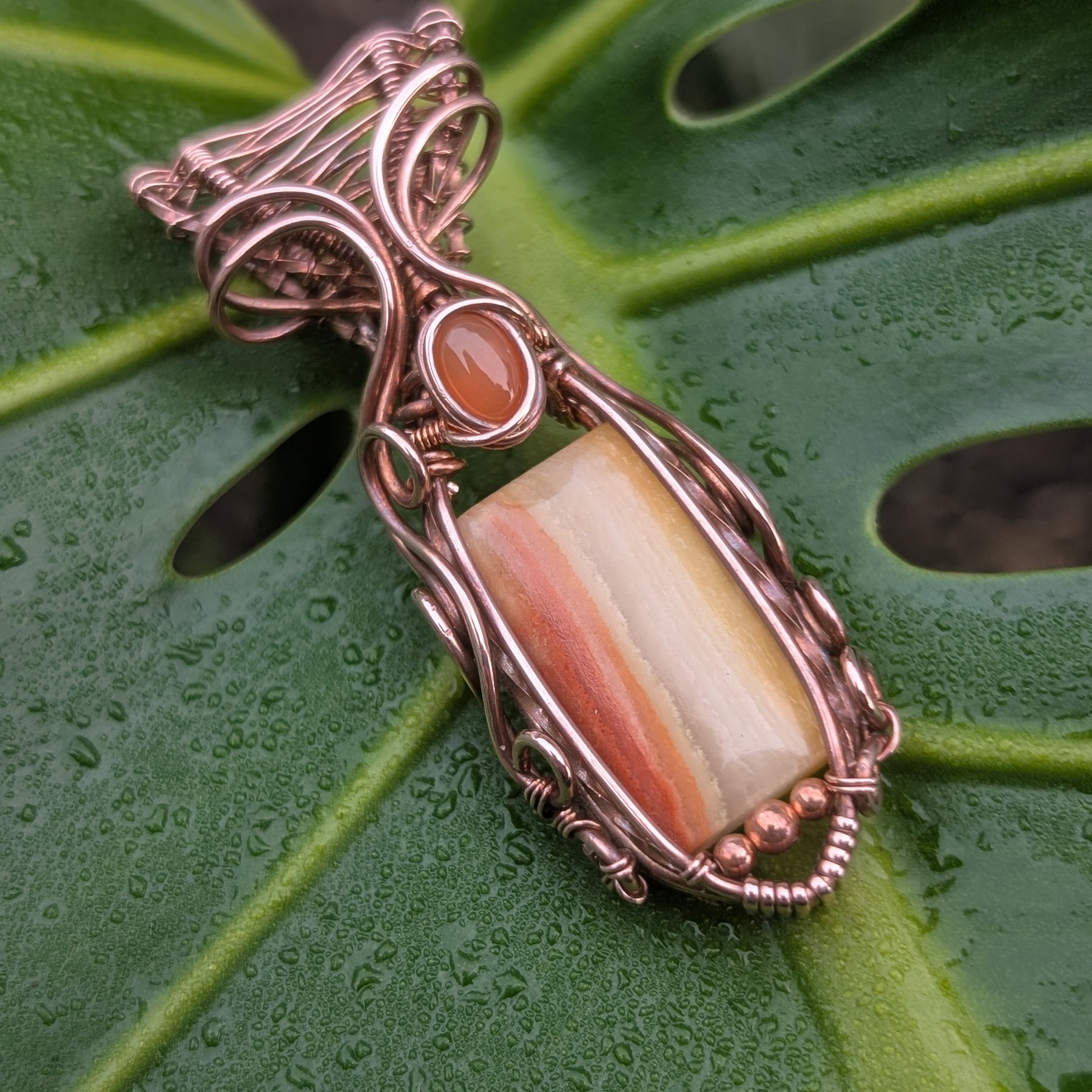 Chariot - Gold & Yellow Calcite with Carnelian in Copper