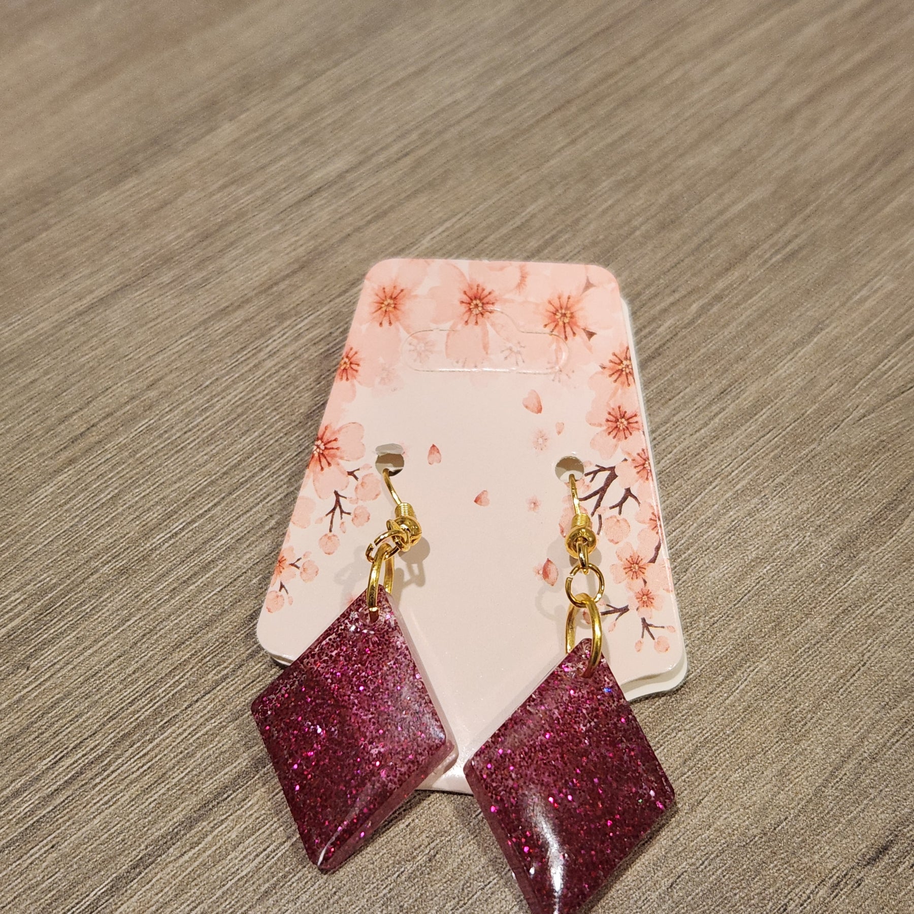 Pink sparkly diamond earrings
