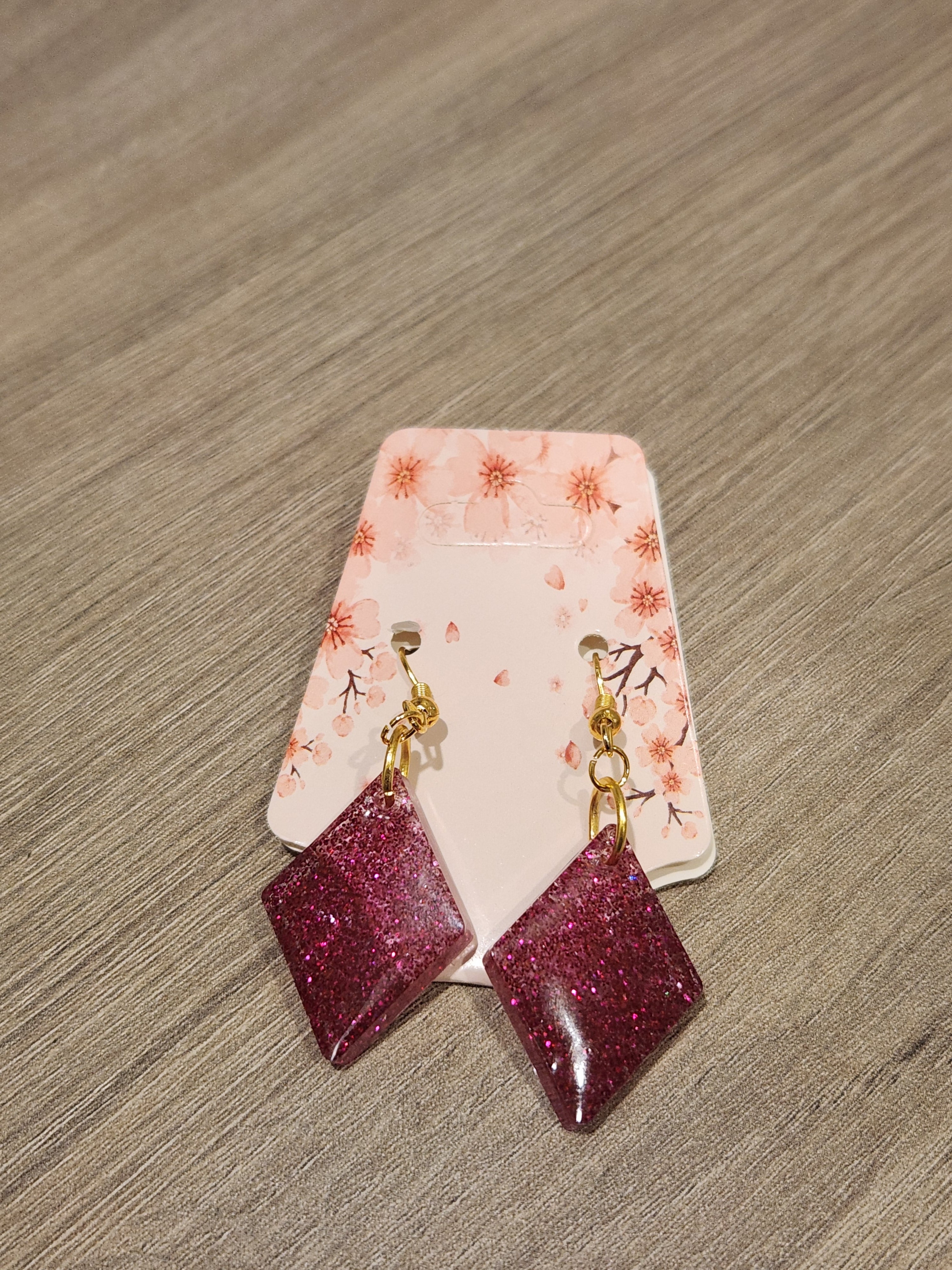 Pink sparkly diamond earrings
