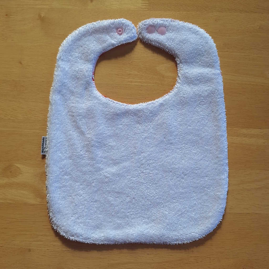 Handmade Christmas Baby Bib – Candy Canes on Pink