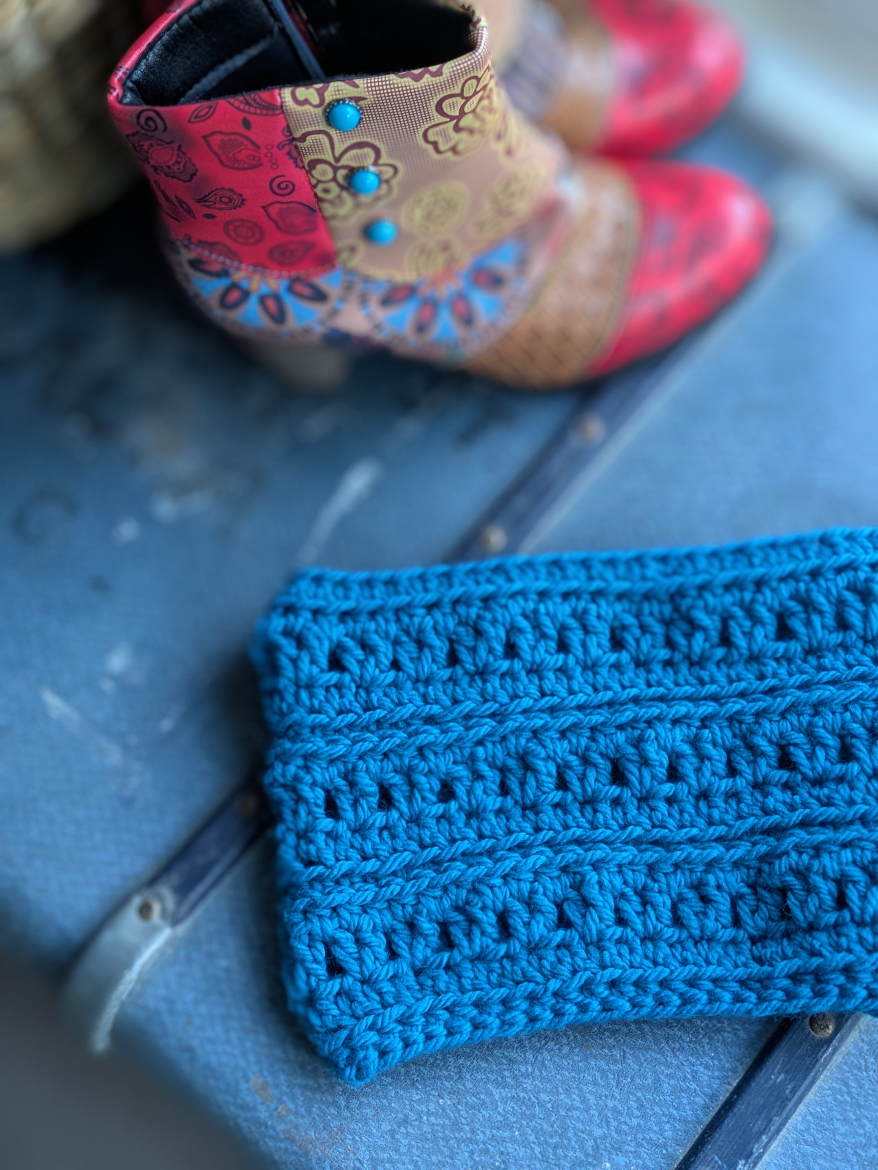 Handmade Crochet Cowl Neck Warmer Blue