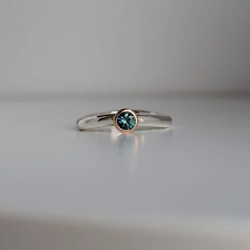 handmade sterling silver × 9ct rose gold australian sapphire ring