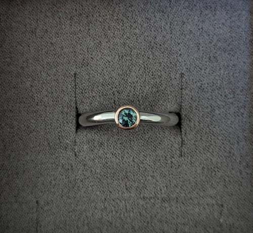 handmade sterling silver × 9ct rose gold australian sapphire ring
