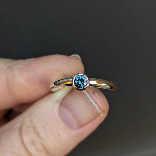 handmade sterling silver × 9ct rose gold australian sapphire ring