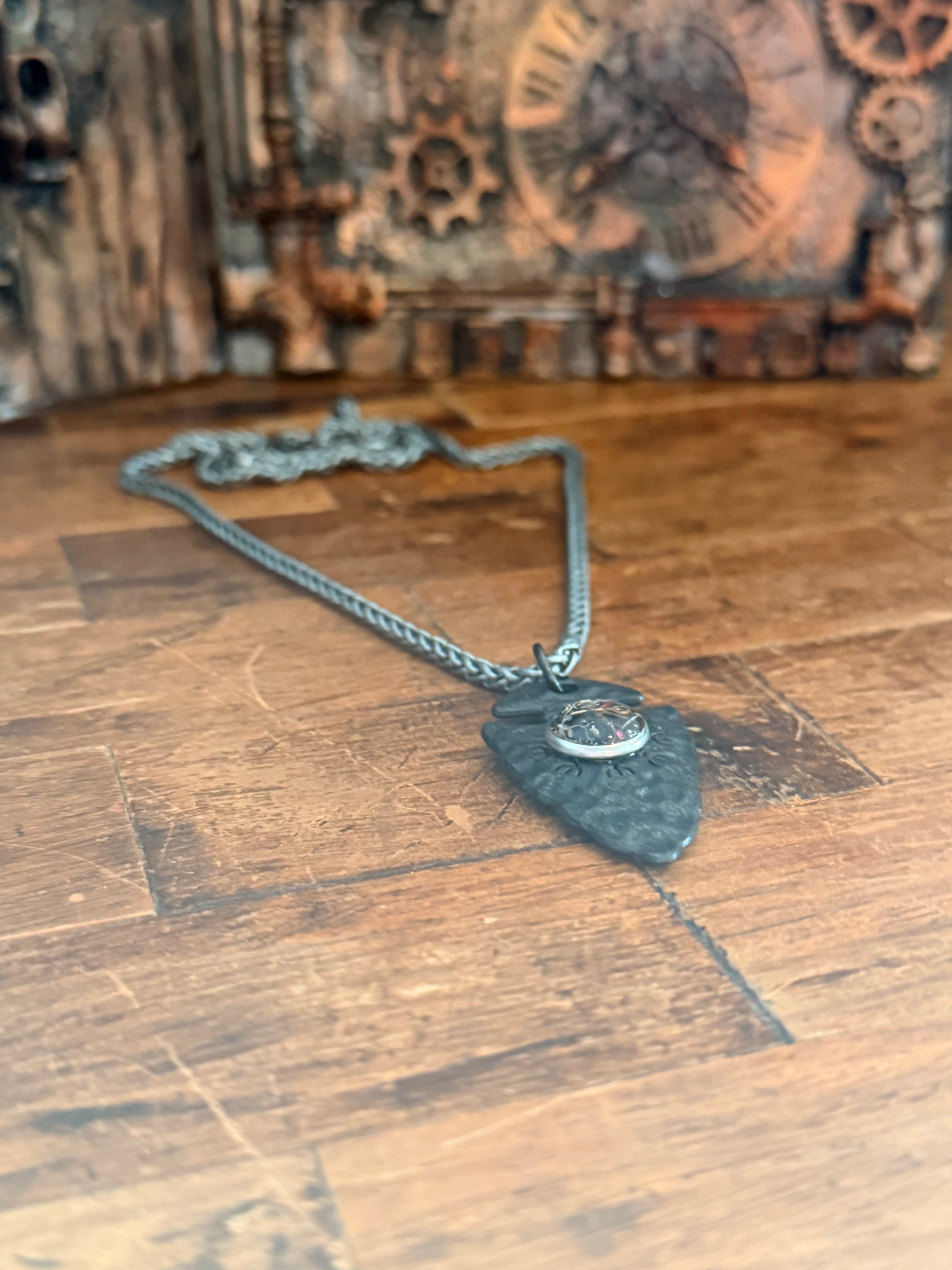 Steampunk watch parts arrowhead necklace