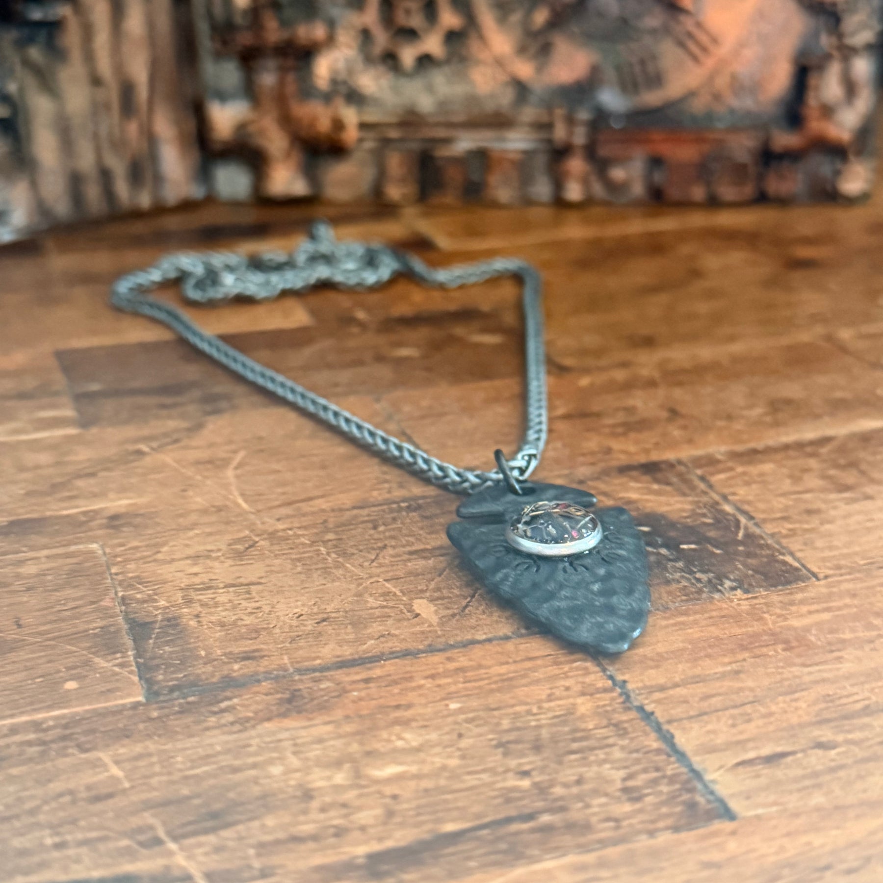 Steampunk watch parts arrowhead necklace