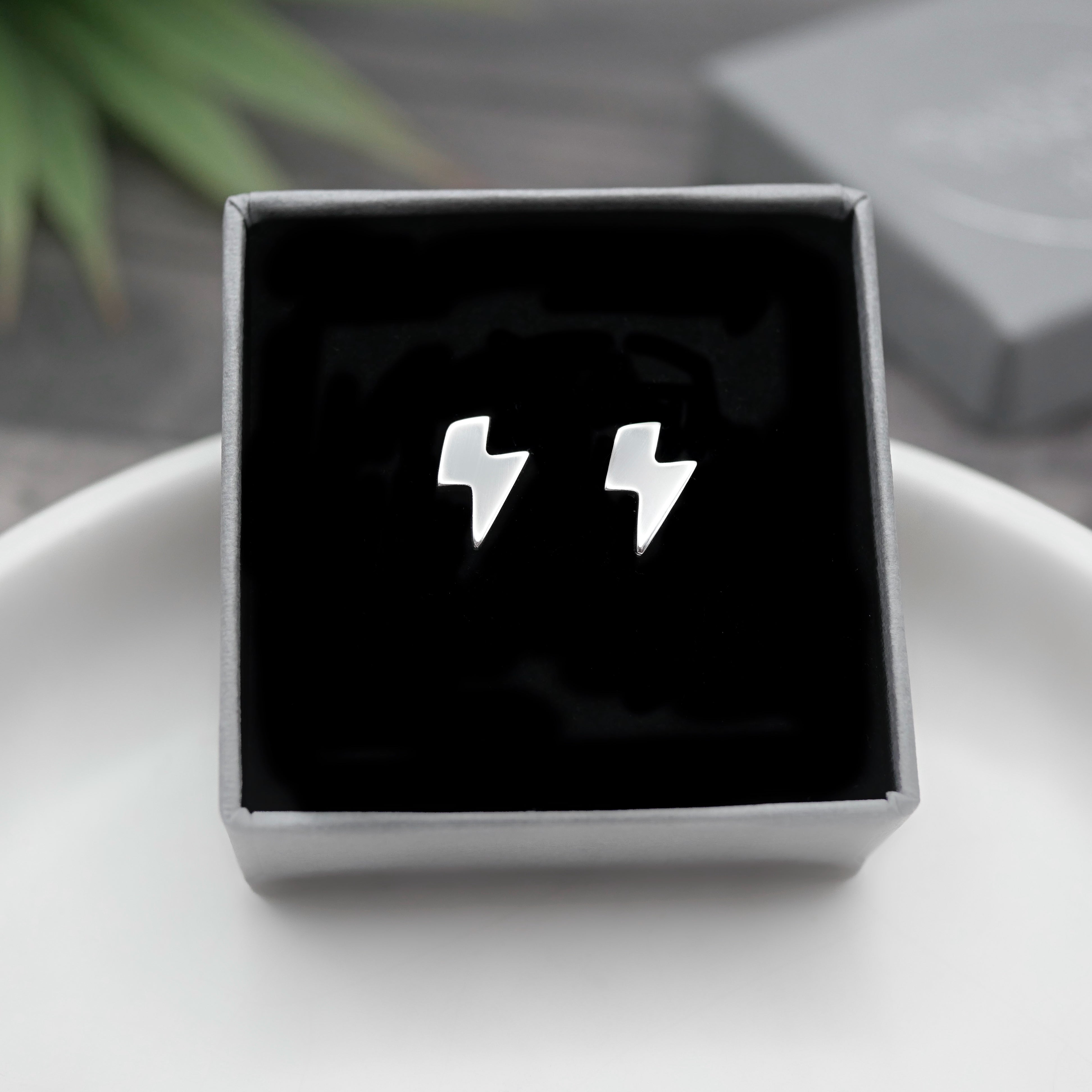 Lightning Bolt Studs - Handmade Sterling Silver Thunderbolt Stud Earrings