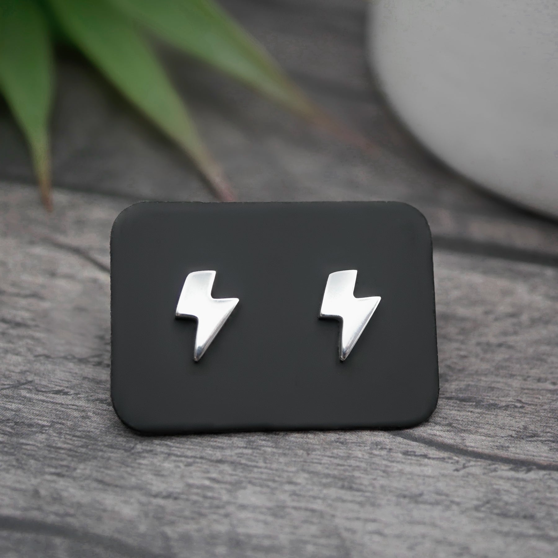 Lightning Bolt Studs - Handmade Sterling Silver Thunderbolt Stud Earrings