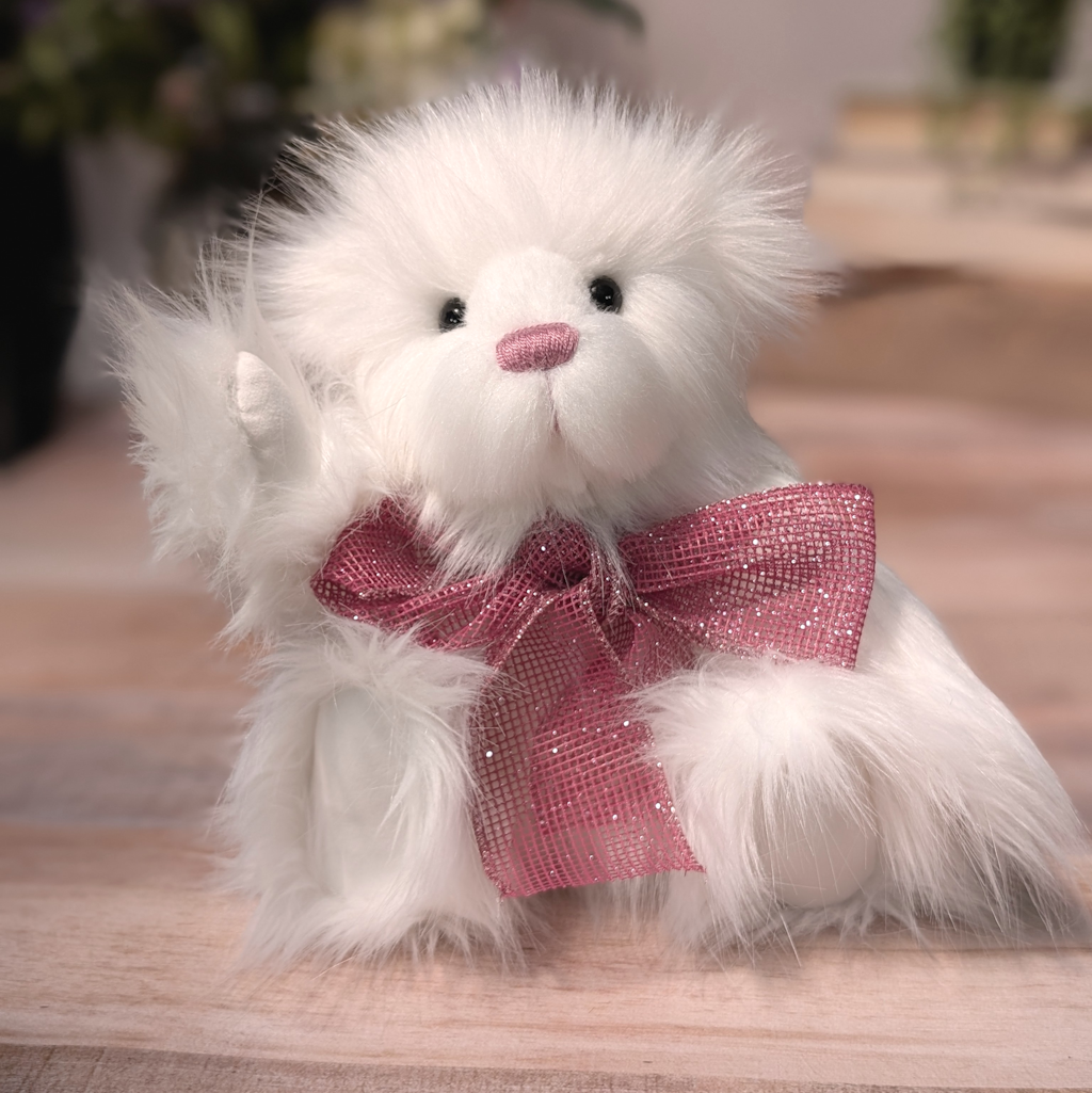 Handmade White Plush Artist Bear: Collectible One-of-a-Kind Teddy