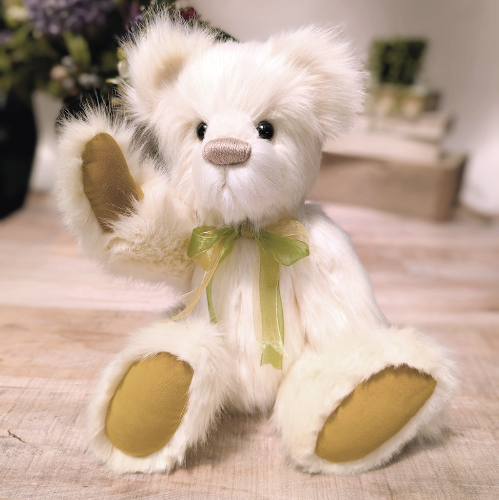 Handmade Cream Plush Teddy Bear: Collectible Artist Bear