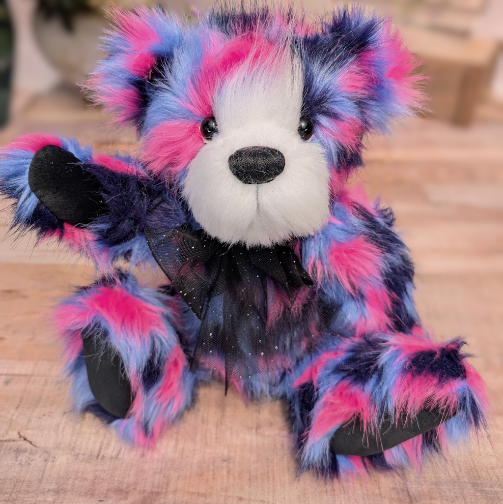 Handmade Rainbow Plush Teddy Bear: Collectible Artist Bear