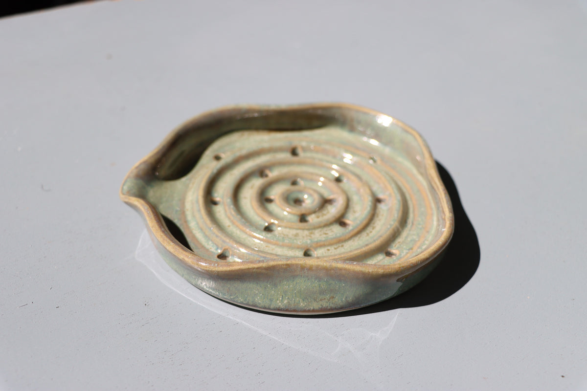 Soap dishes in misty green and blue - hand thrown