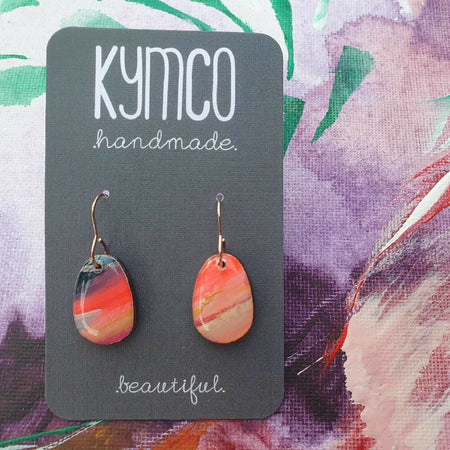 Aurora Collection| Resin drop dangle earrings | Fluoro pink