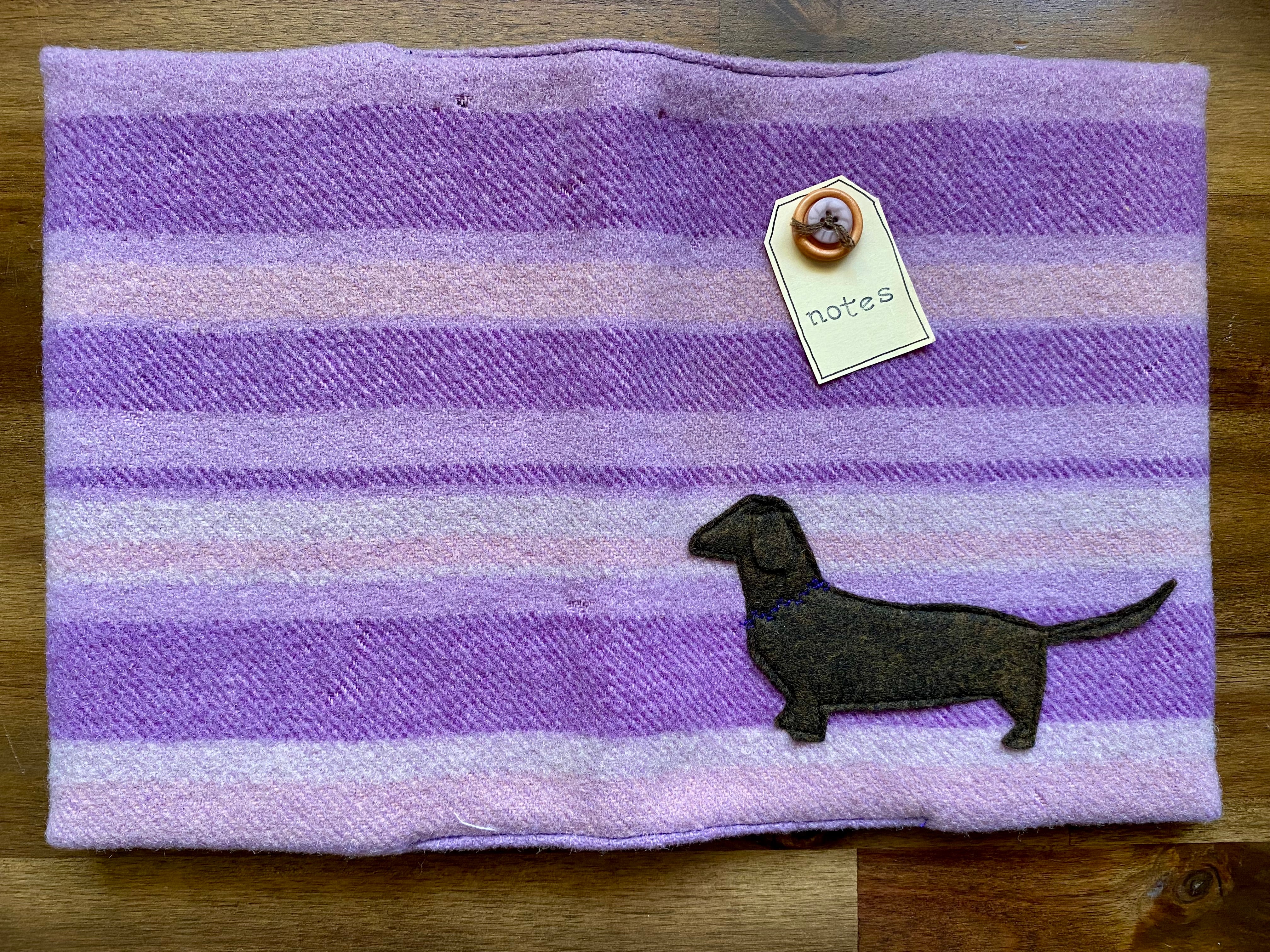 A5 Upcycled Notebook Dachshund - Purple
