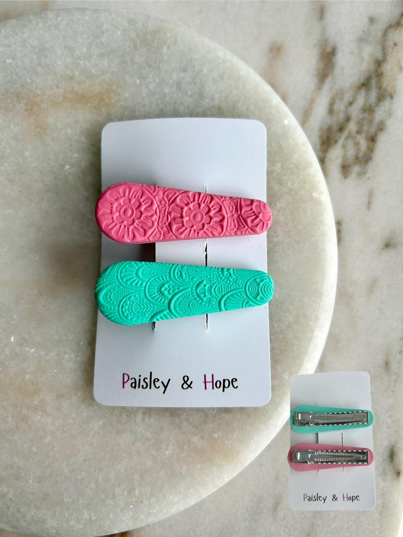 Polymer Clay Hair Clip - pack of 2 - Choose colour/design