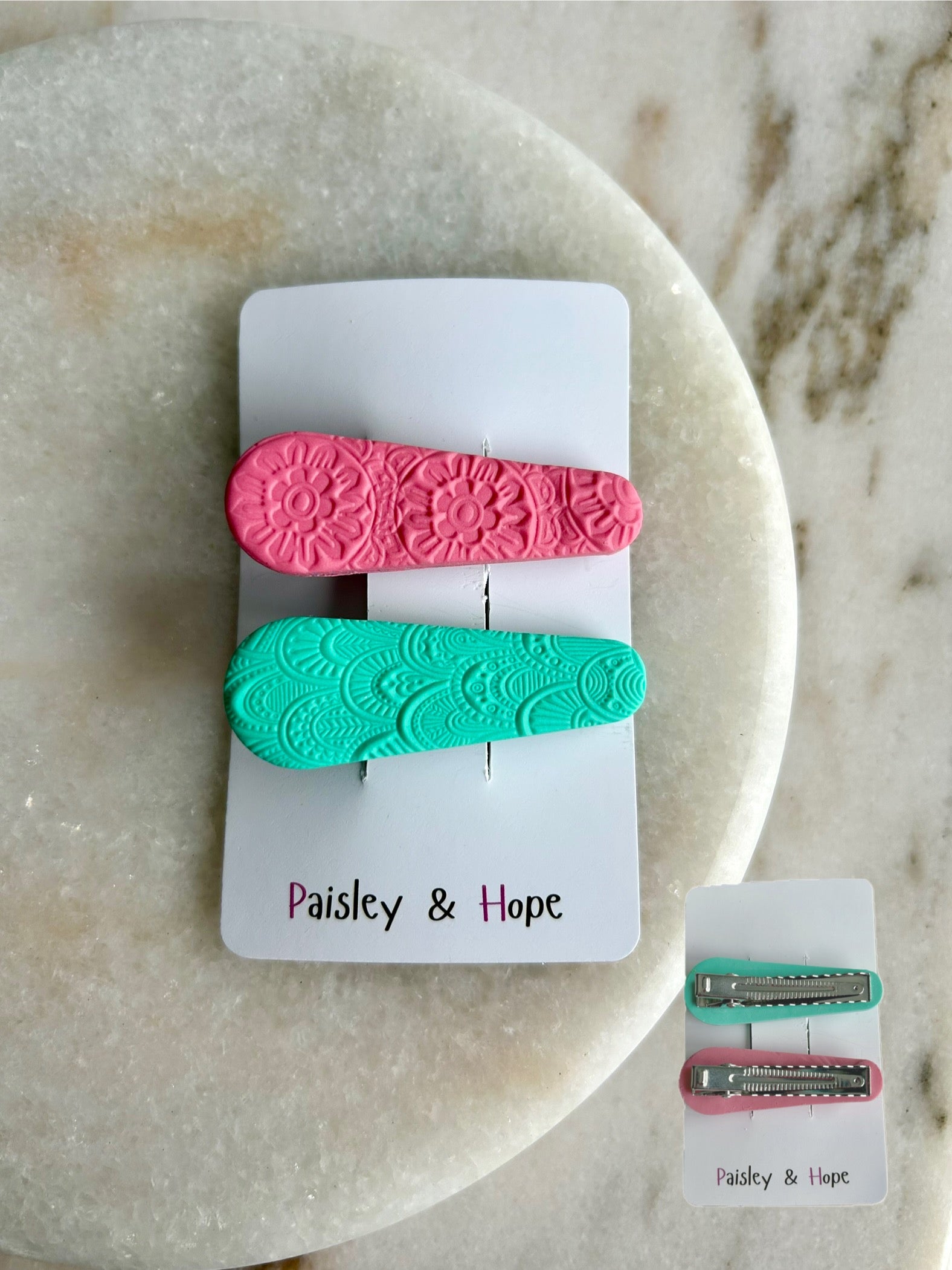 Polymer Clay Hair Clip - pack of 2 - Choose colour/design