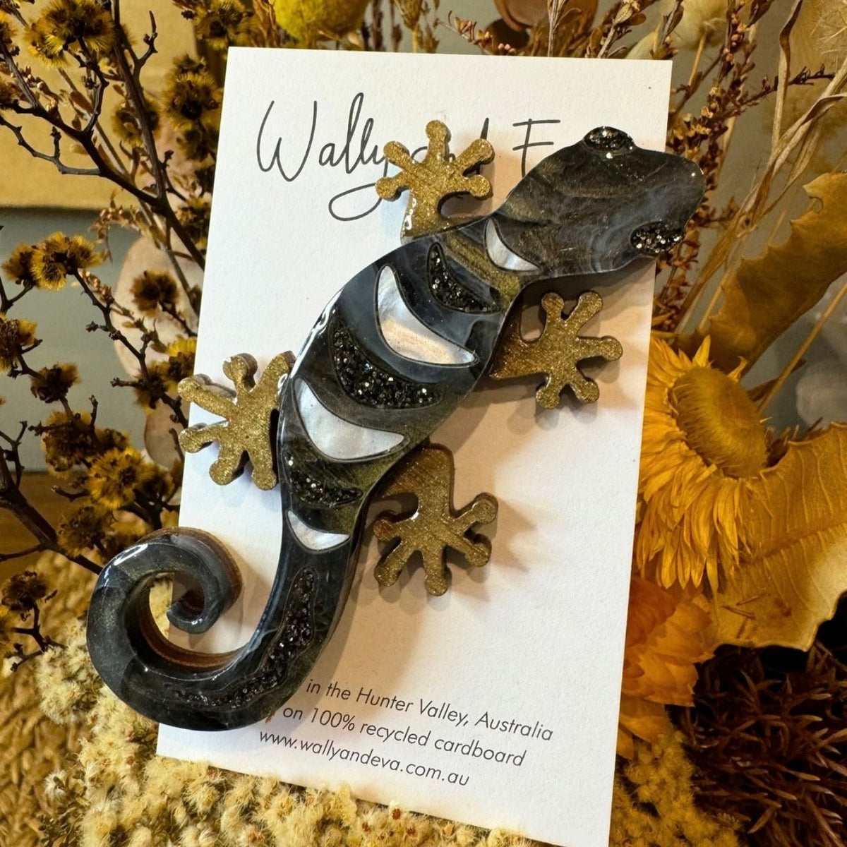 Australian Gecko Handcrafted Brooch