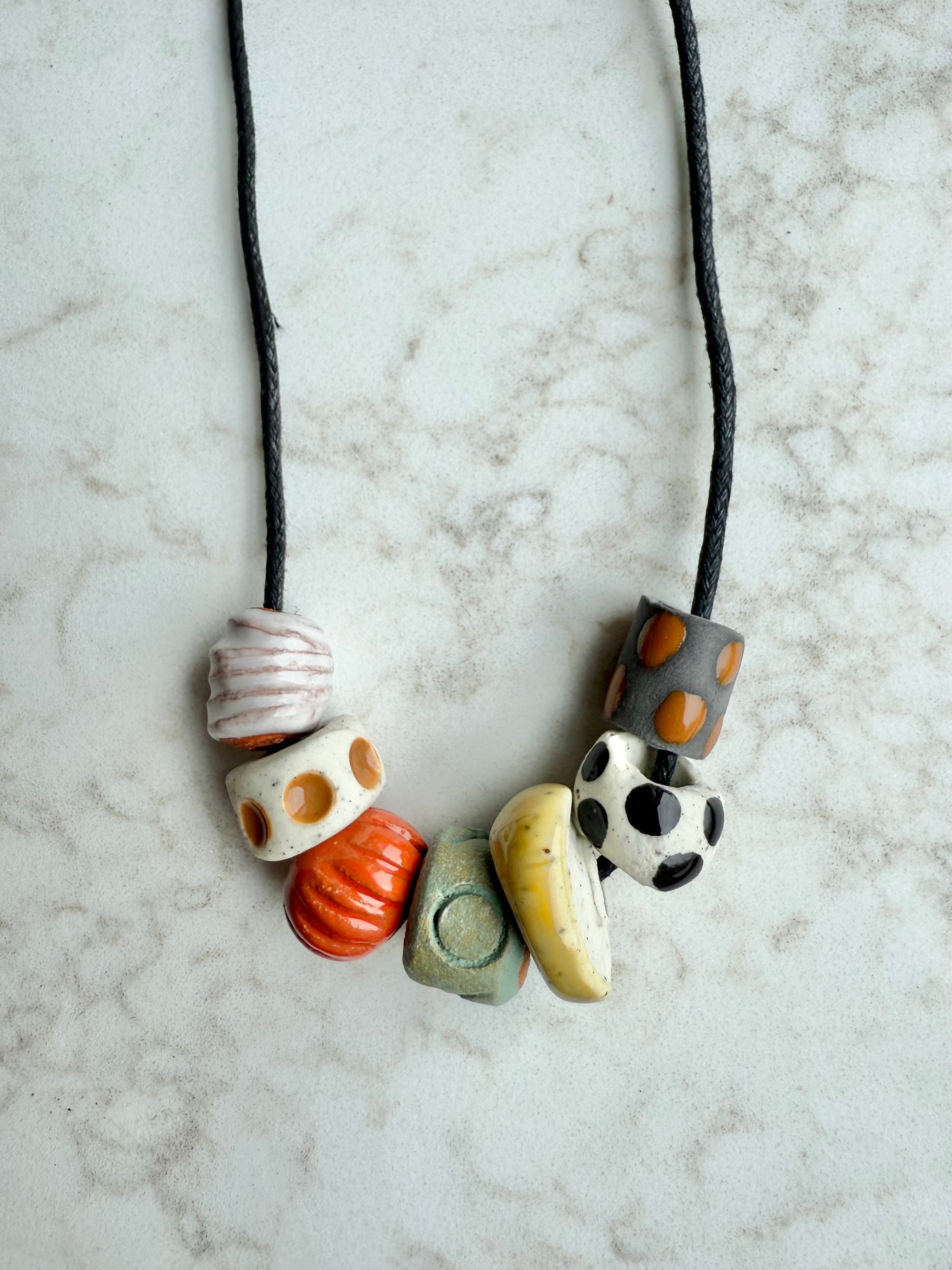 Hand made clay bead necklace