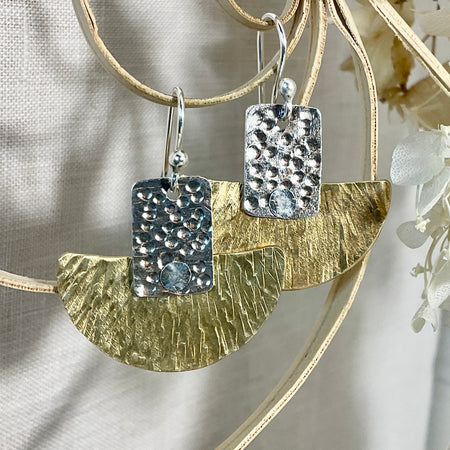 Brass, argentium silver earrings handmade