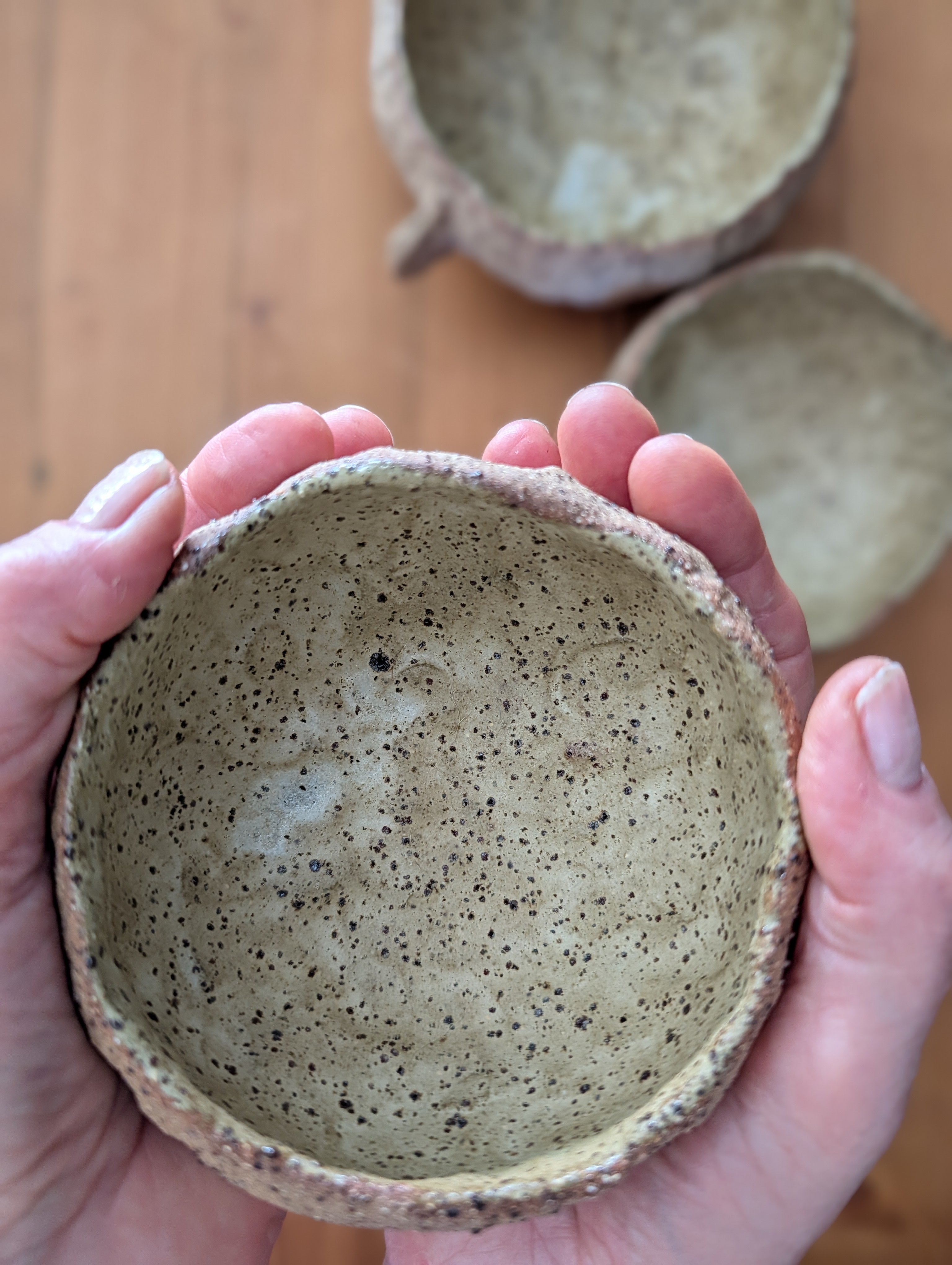 Set of 3 Small Handmade Ceramic Bowls - Earthy Wabi-Sabi Stoneware