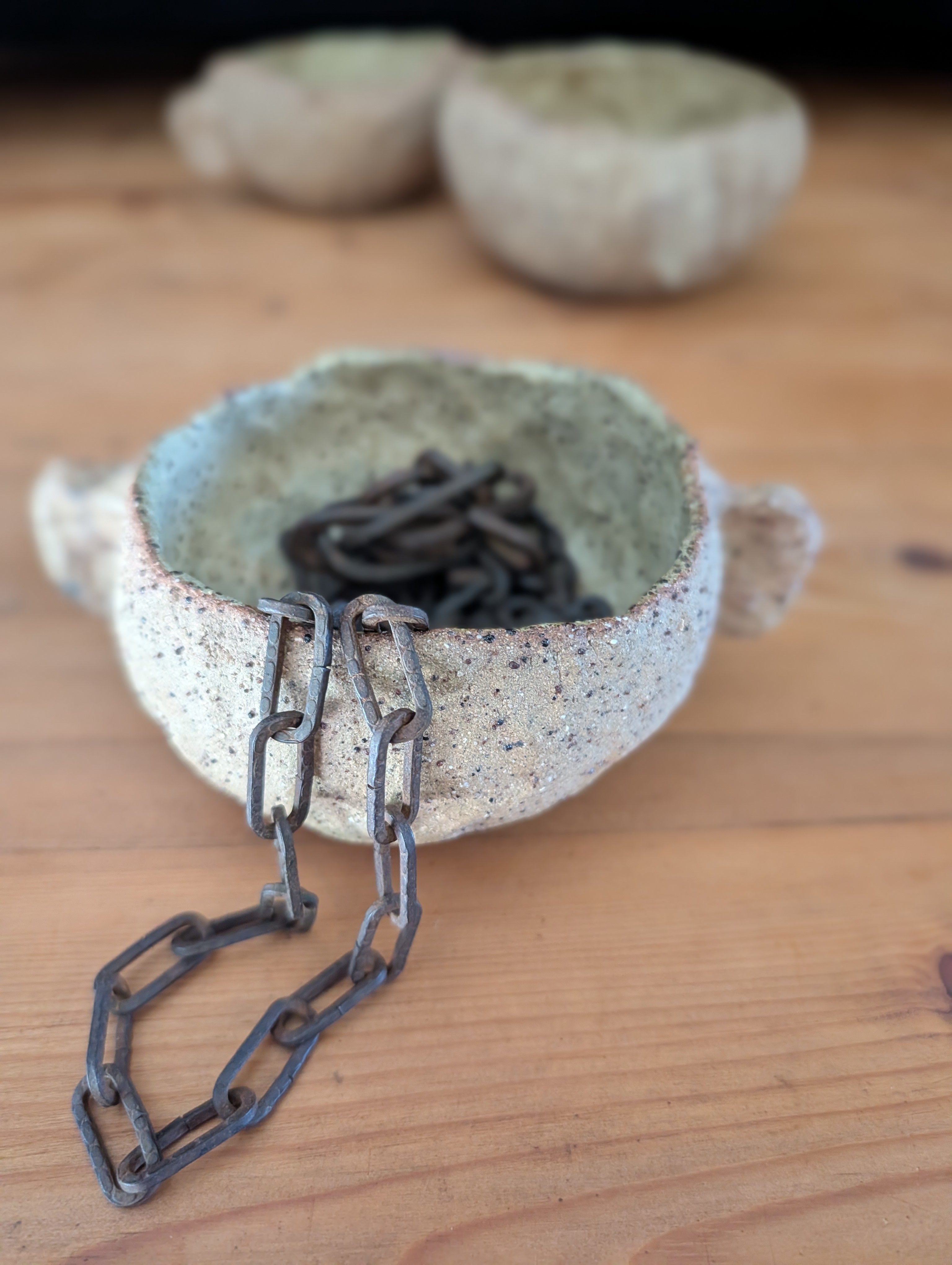 Set of 3 Small Handmade Ceramic Bowls - Earthy Wabi-Sabi Stoneware