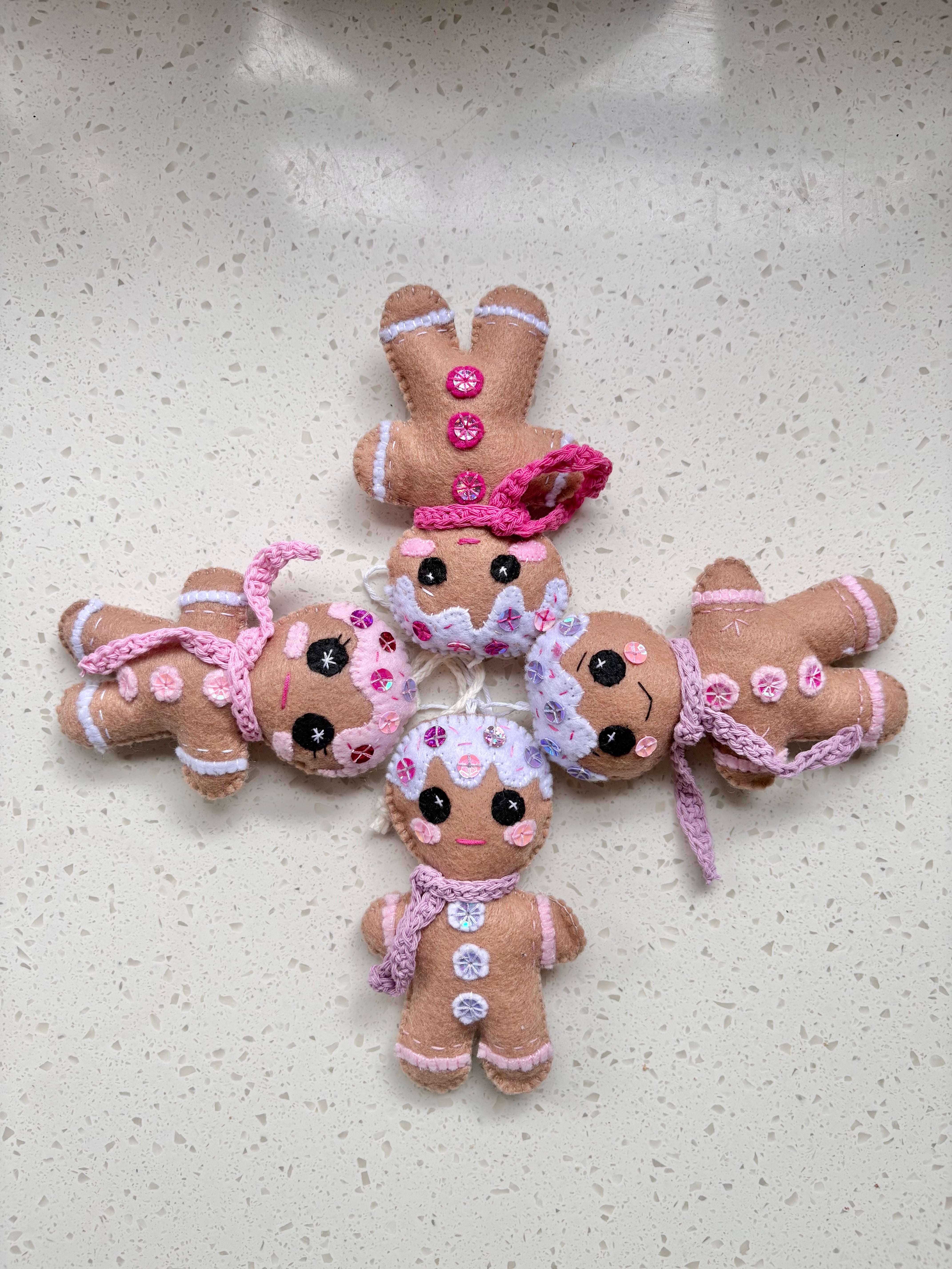 Felt Gingerbread People Christmas Tree ornament Decorations