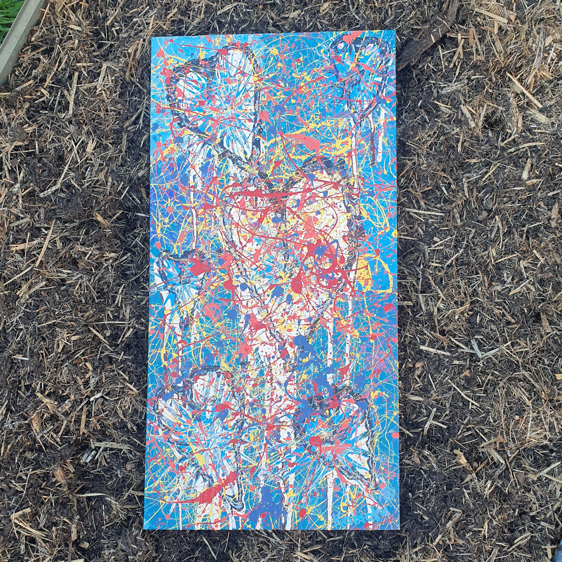 Perfect Imperfections. Abstract Canvas Painting With Hearts.
