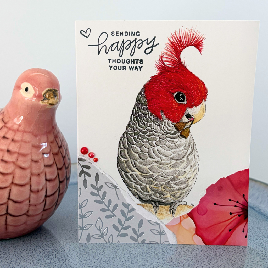 Gang gang "Sending happy thoughts your way" card