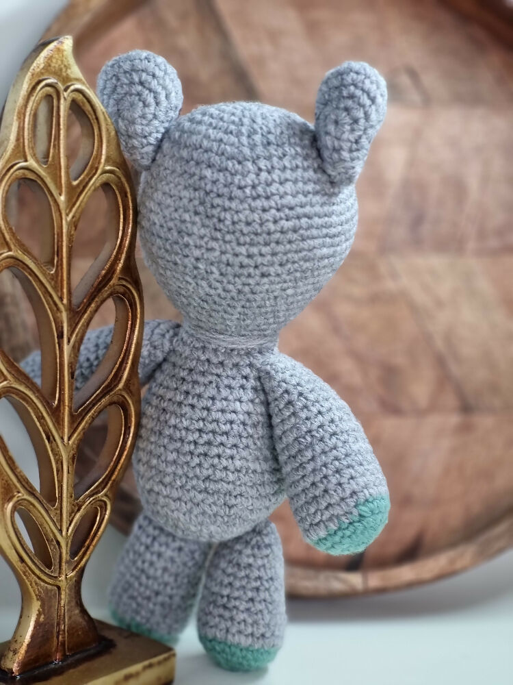 Handmade crochet hippo plush toy