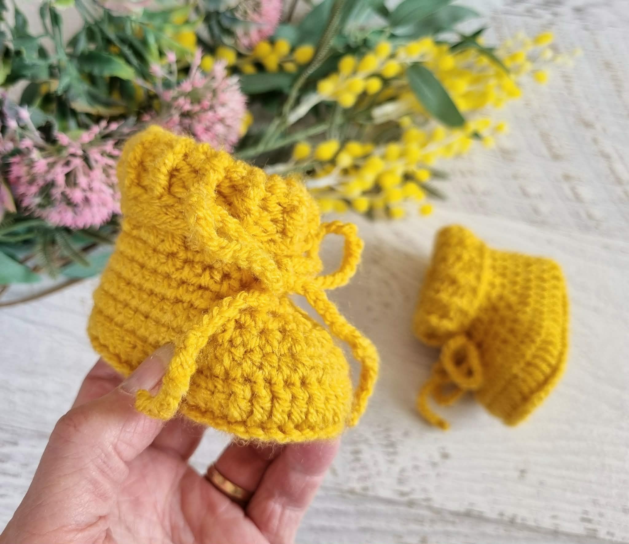 Baby Booties |Mustard | Newborn | Crochet | Knit | Shoes | Socks