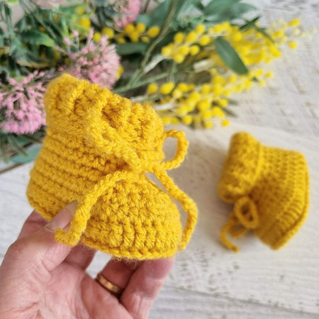 Baby Booties |Mustard | Newborn | Crochet | Knit | Shoes | Socks